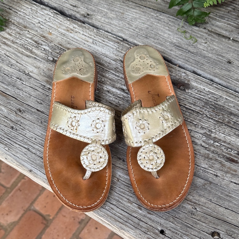 Jack Rogers Metallic Gold and Tan Sandals